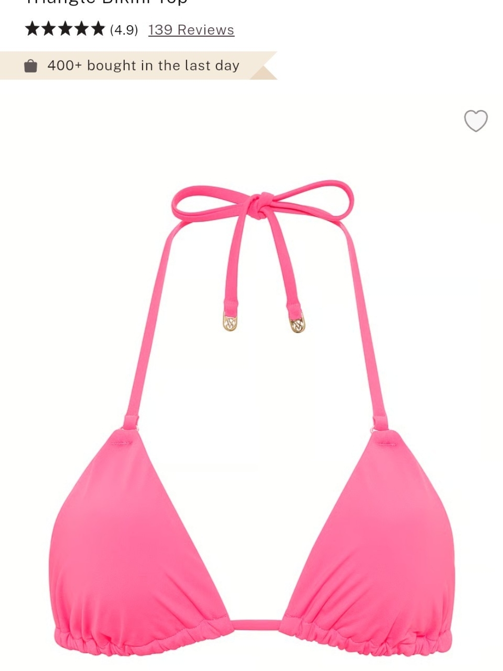 Victoria's Secret Very Sexy Triangle Bikini Top In BABY PINK
